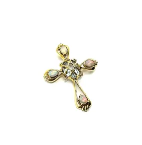 Aquamarine & White Opal Cutout Cross