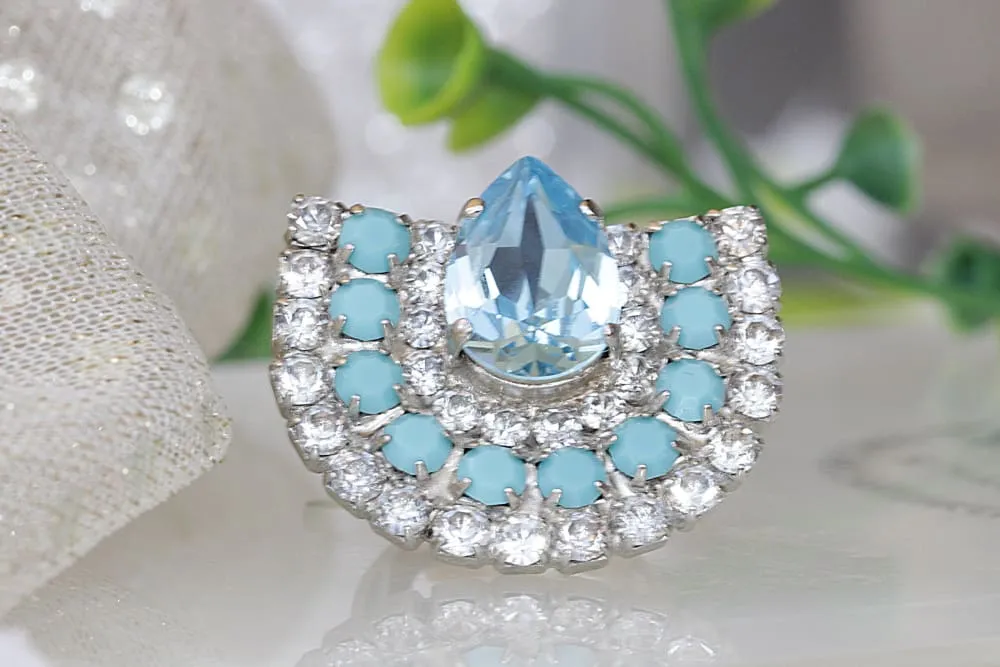 AQUAMARINE BOHO RING