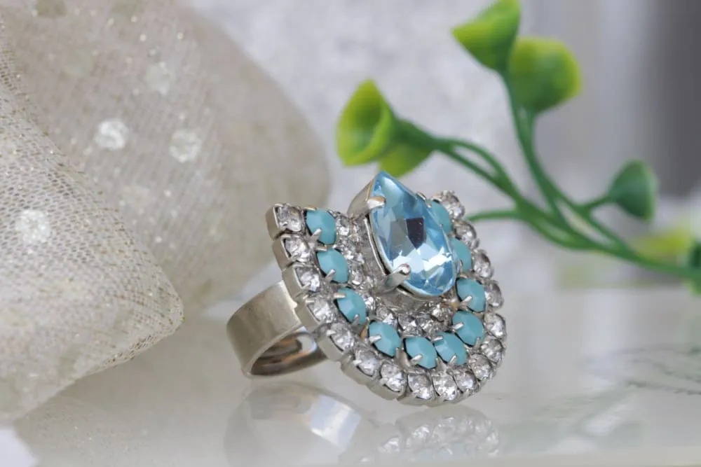 AQUAMARINE BOHO RING