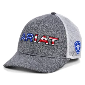 Ariat Heather Grey American Flag SnapBack