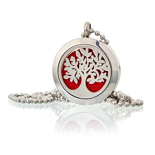 Aromatherapy Diffuser Necklace - Tree of Life 25mm | Stainless Steel | 12 Designs | Includes 10 Assorted Pads