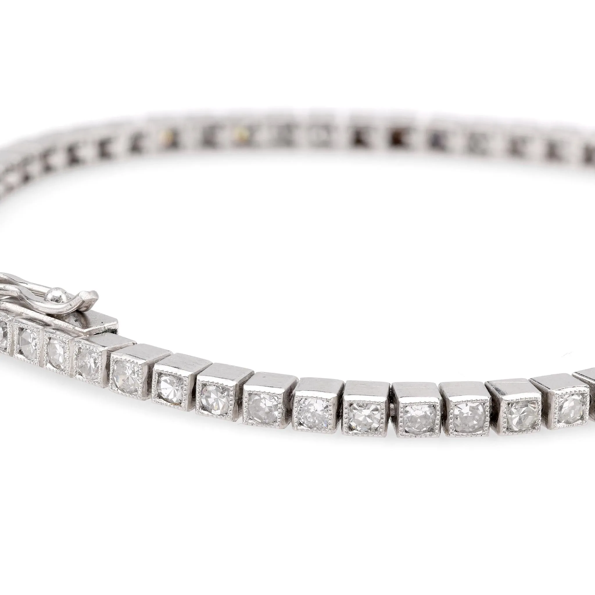 Art Deco Inspired 2.2 Carat Diamond Platinum Tennis Bracelet