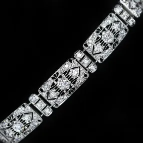 Art Deco Platinum 5.00 CTW Diamond Filigree Bracelet