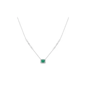 Art Deco Style Emerald Cubic Zirconia Pave Necklace N4402