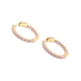 Ashley Gold Sterling Silver Gold Plated 1" Inside/Outside CZ Hoop Earrings