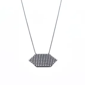 Ashley Gold Sterling Silver Oxidized Hexagon Assorted CZ Necklace