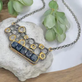 Asymmetrical Mixed Metal Labradorite Necklace