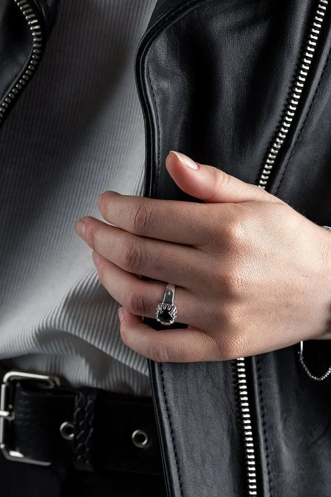 Baby Claw Ring with Black Onyx Stone