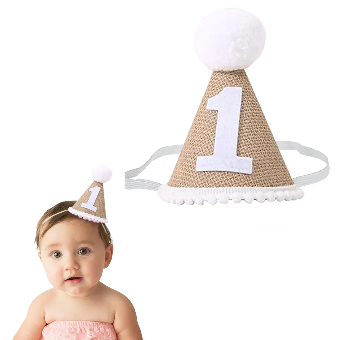 Babymoon 1 year Birthday Cone Cap | Cake Smash | Baby Photography Cap | Brown