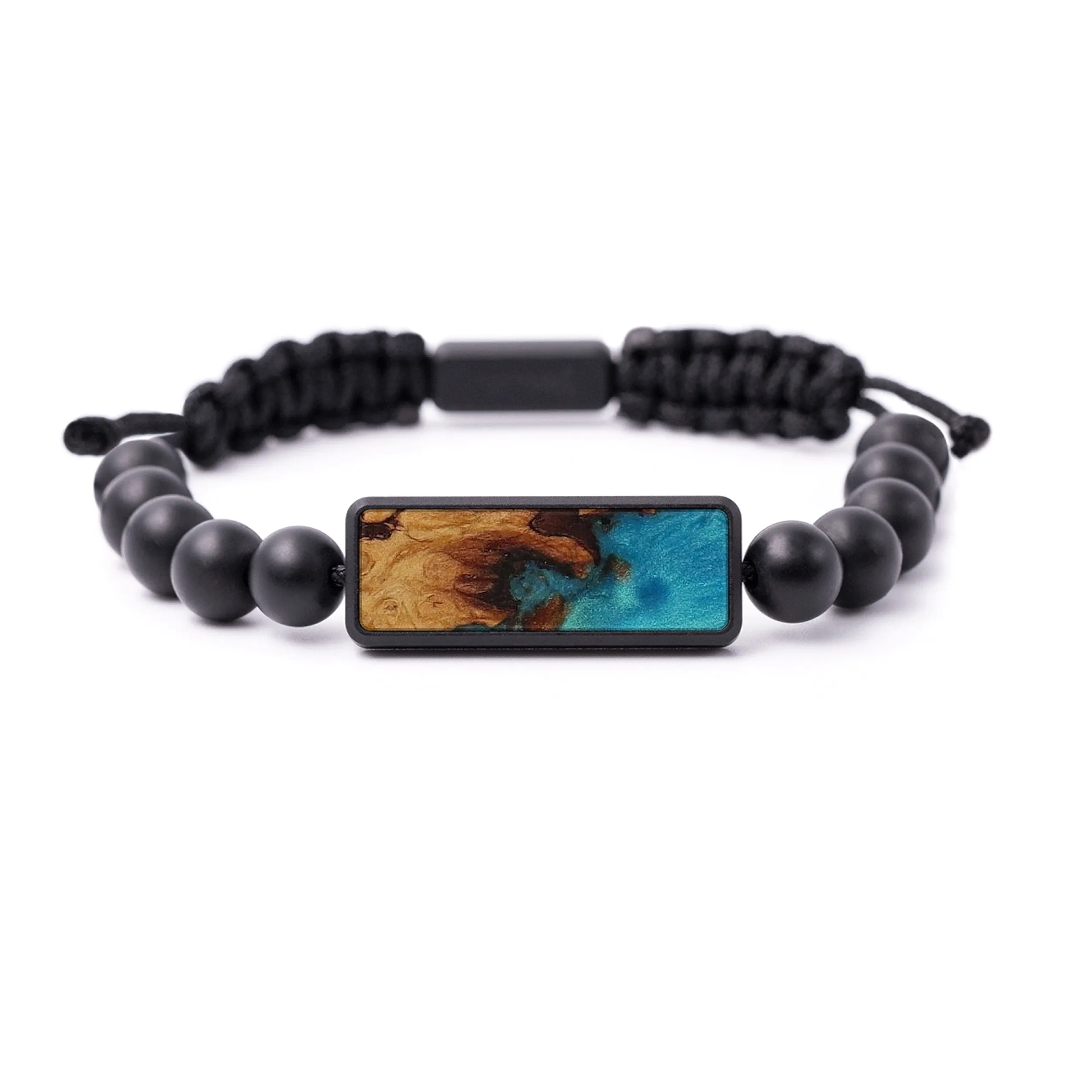 Bead Wood Resin Bracelet - Youssef (Teal & Gold, 589546)