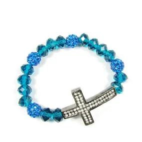 Beaded Bracelet with Cross. Elastic Cross Bracelet