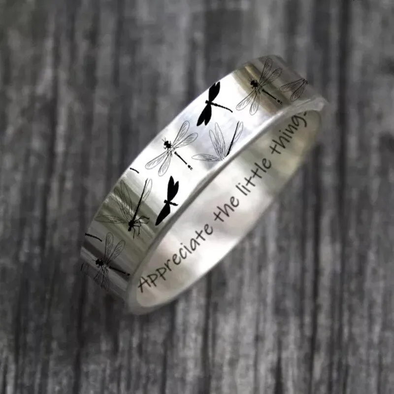 Beautiful Engraved Vintage Dragonfly Ring