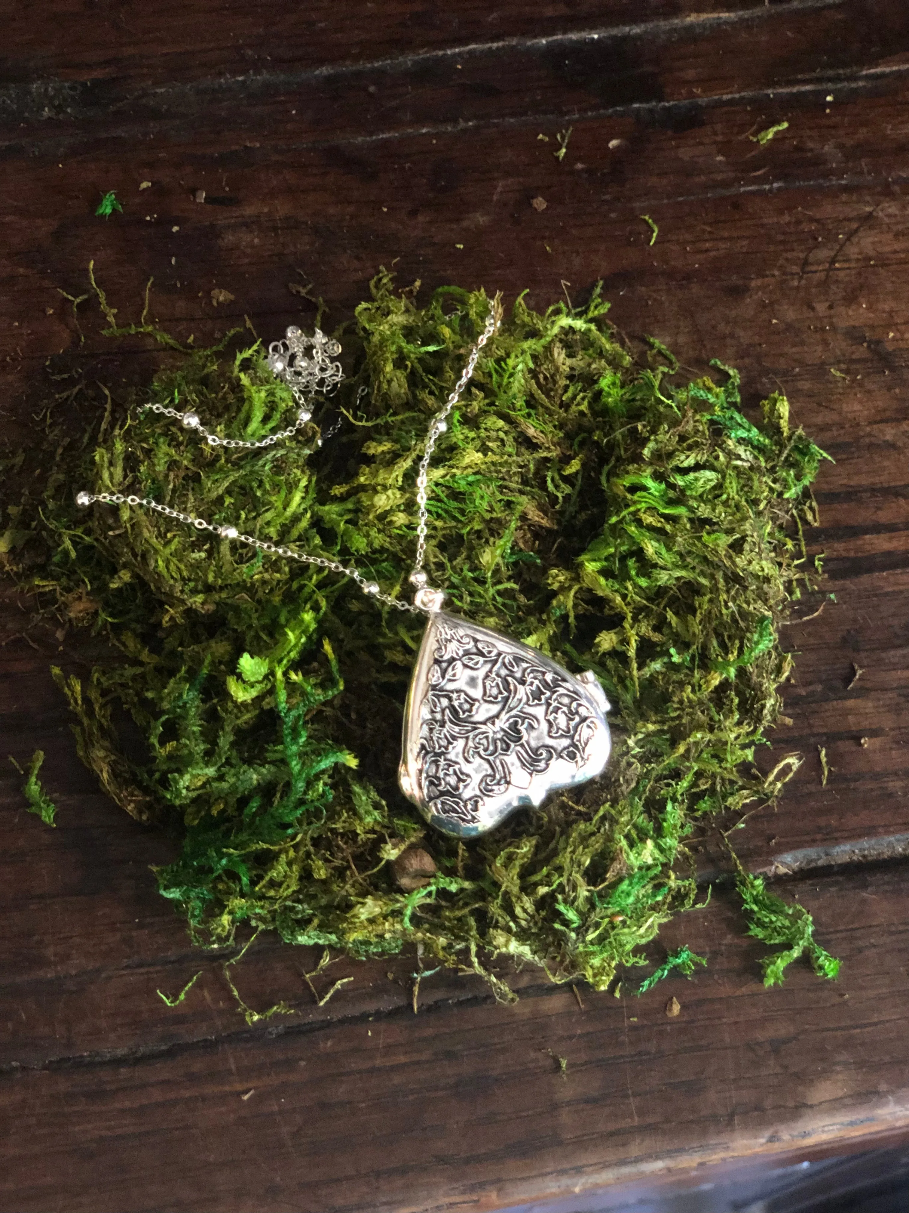 Belladonna Mourning Planchette Necklace - Sterling Silver Locket