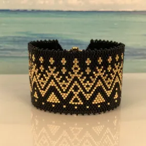 Black and Gold Peyote Bracelet