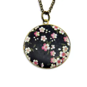 Black Blossoms Vintage Theme Photo Locket