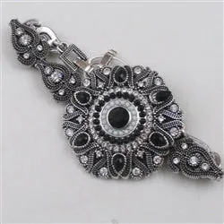 Black Crystal & White Rhinestone Woman's Fashion Bracelet