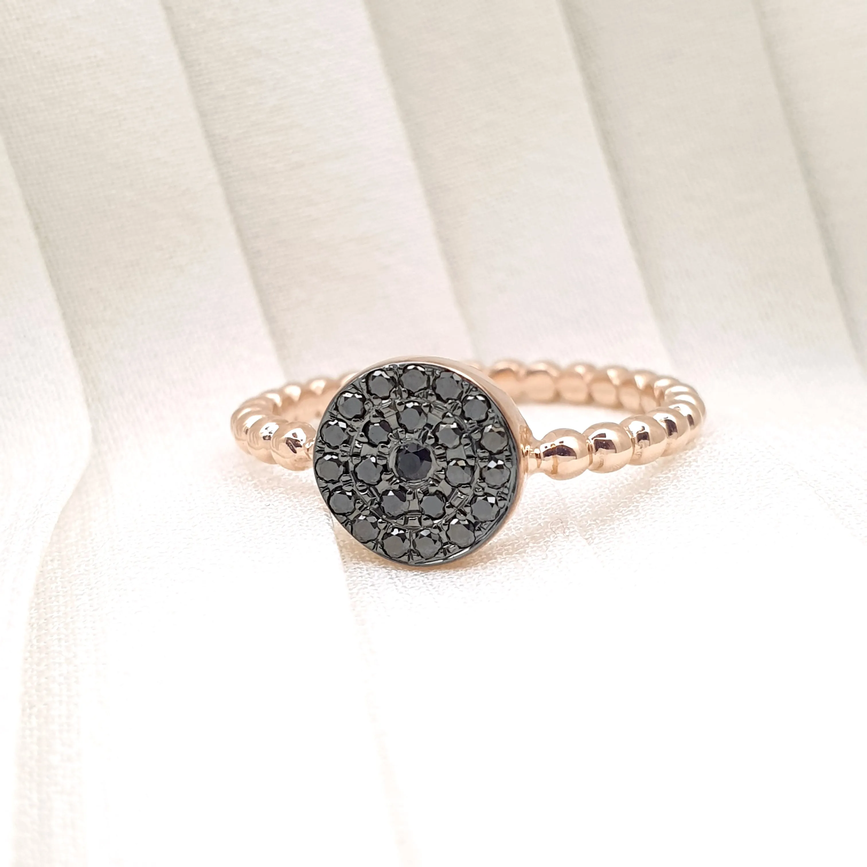 Black diamond ring in solid gold