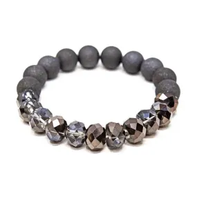 Black Glass/Sparkly Bead Stretch Bracelet