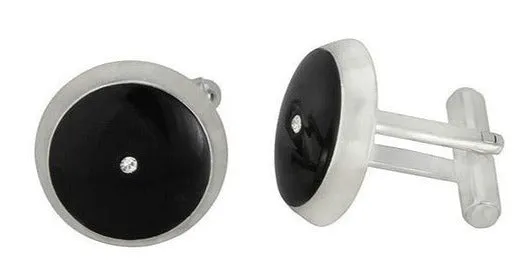 Black Onyx Stone Genuine Swarovski Crystals Cufflinks