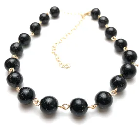 Black with Copper Glitter Beaded Amelia Necklace