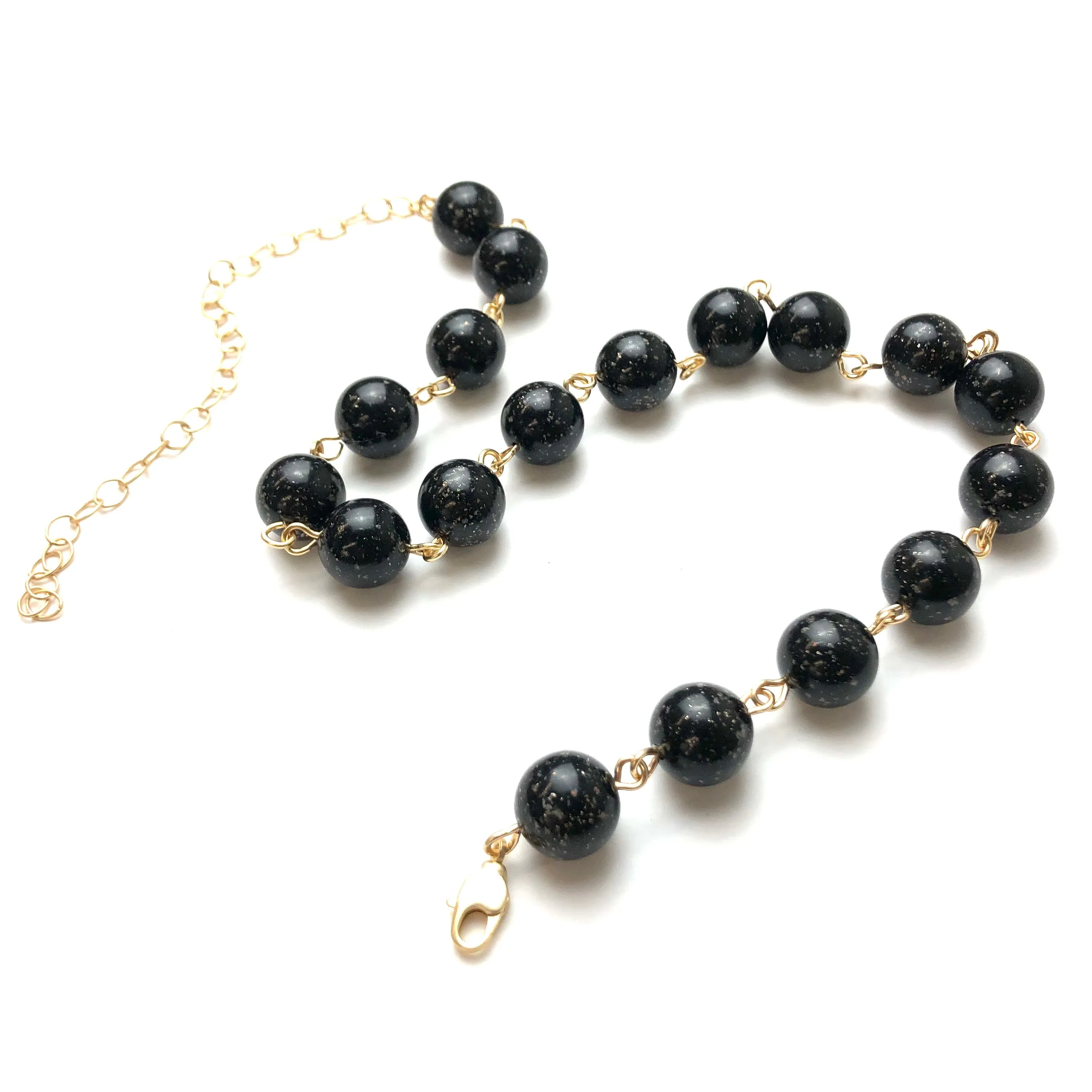 Black with Copper Glitter Beaded Amelia Necklace