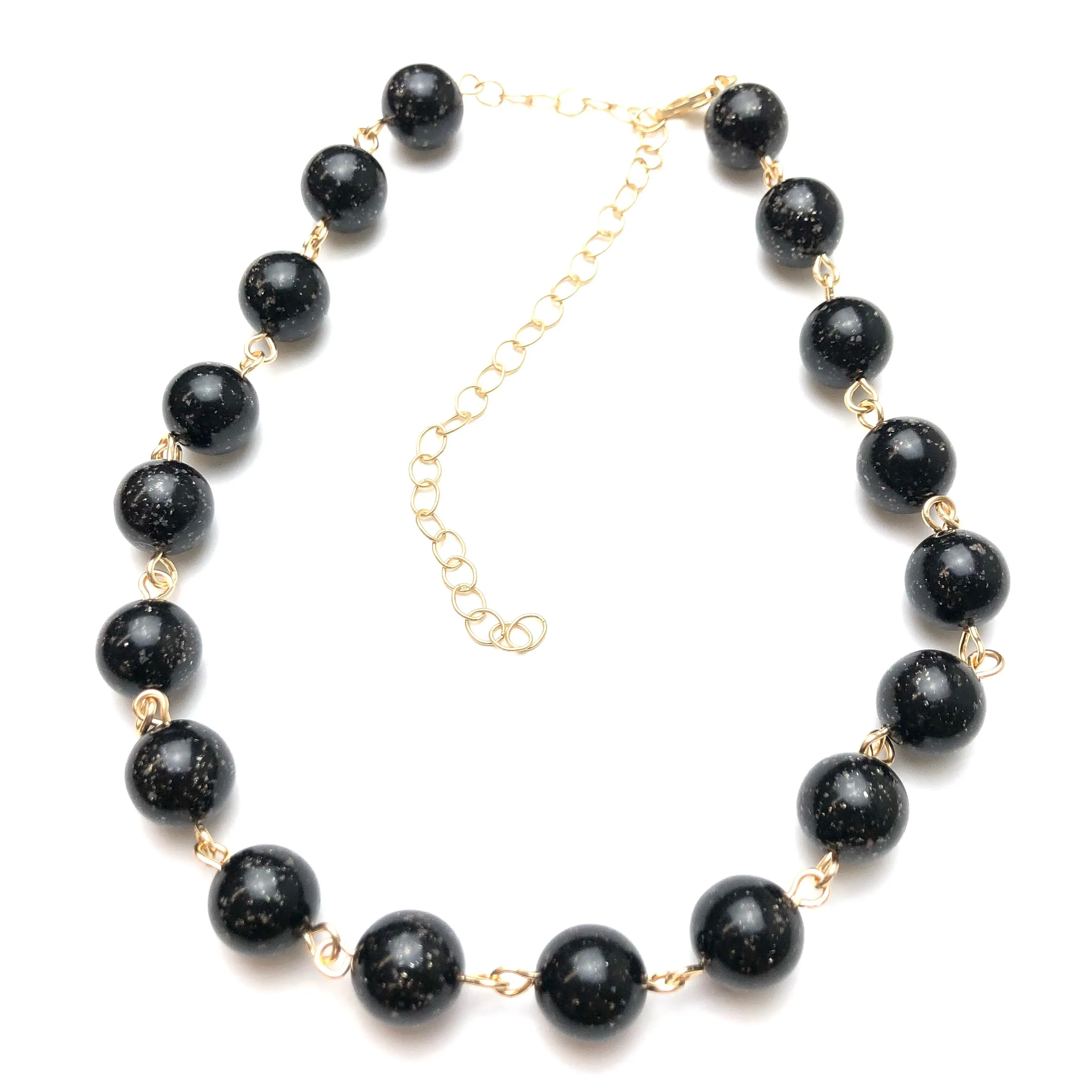 Black with Copper Glitter Beaded Amelia Necklace