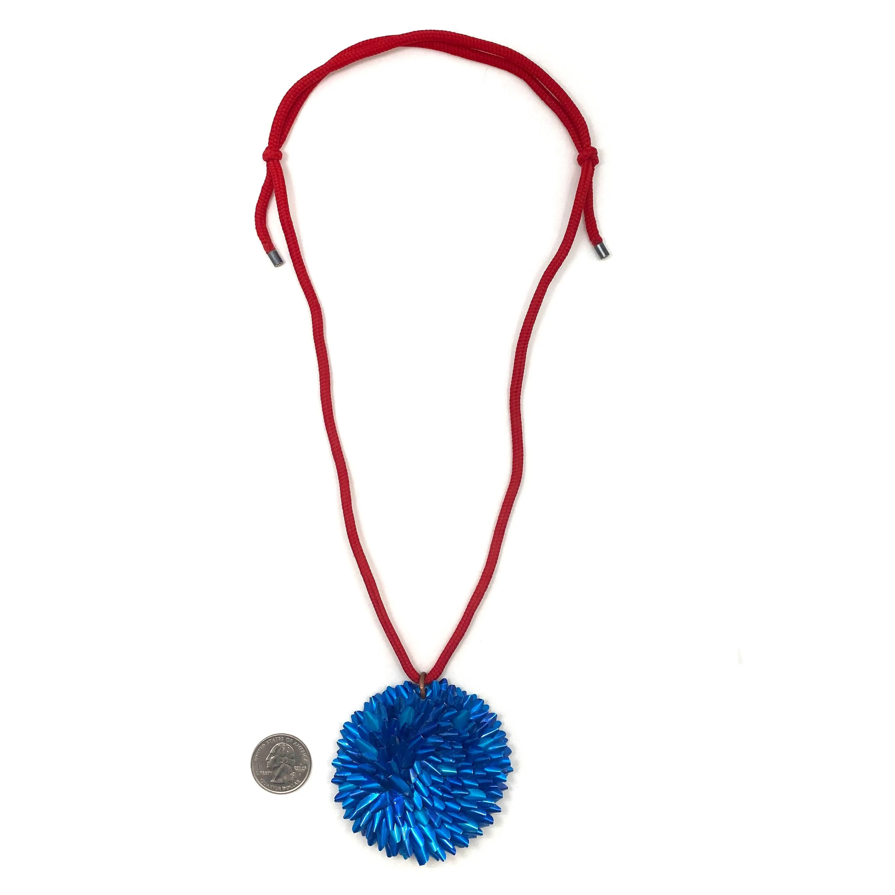 Blue and Red Aluminum Medallion Necklace