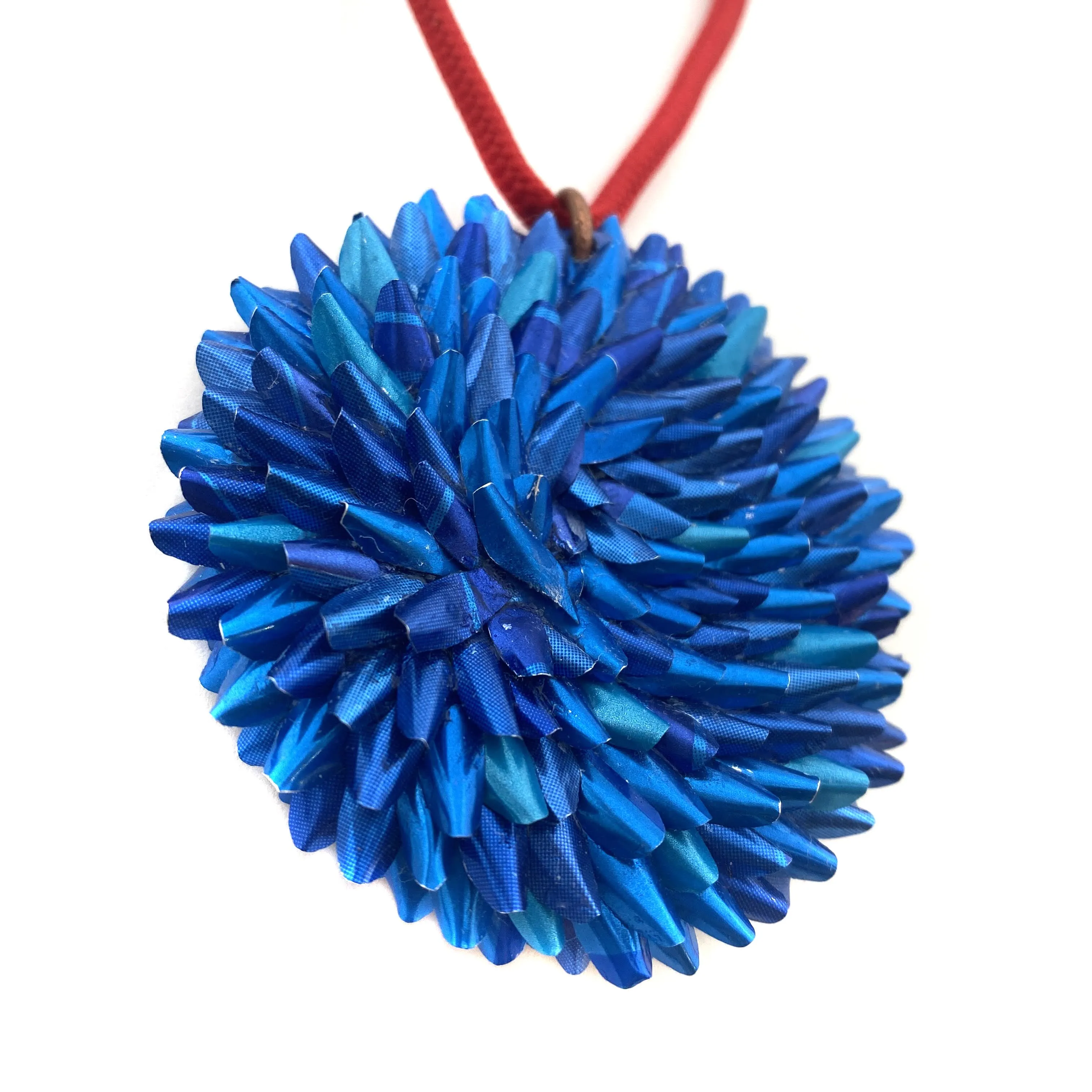 Blue and Red Aluminum Medallion Necklace