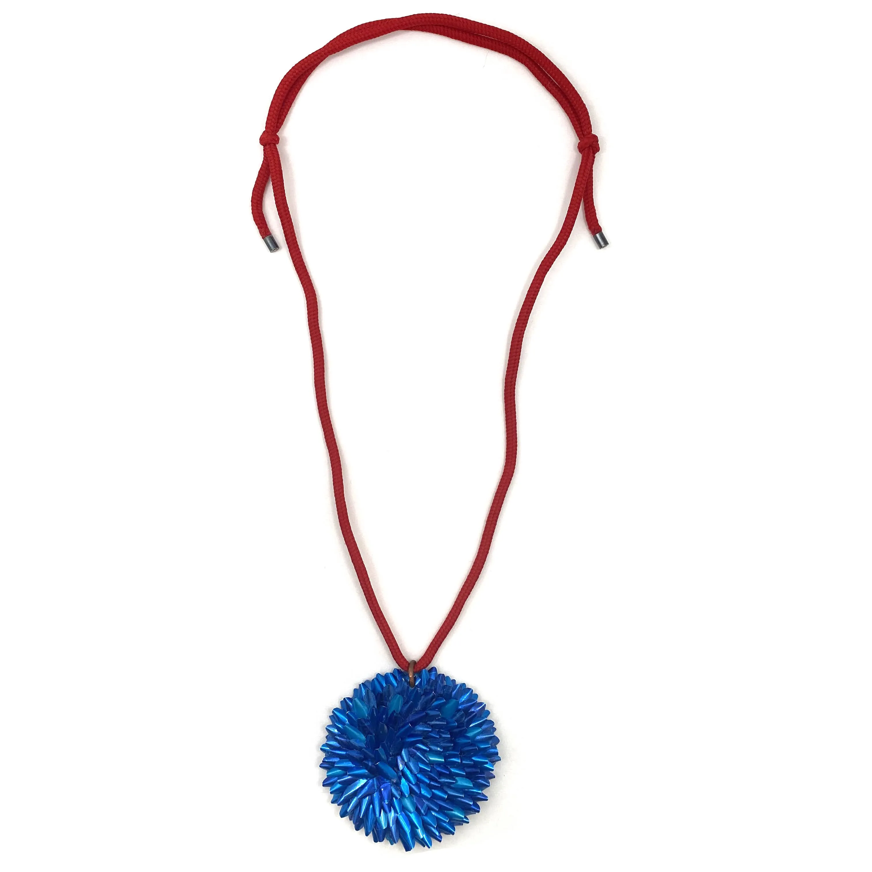 Blue and Red Aluminum Medallion Necklace