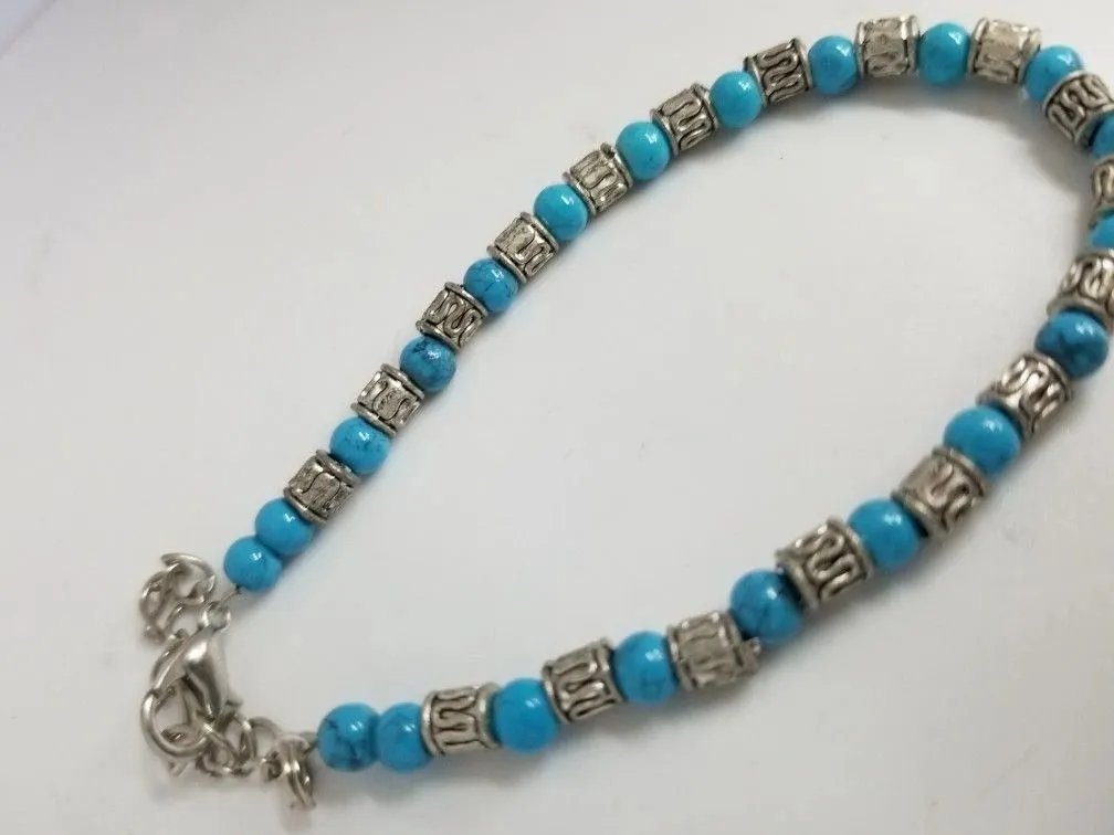 Blue Bead Charm Bracelet