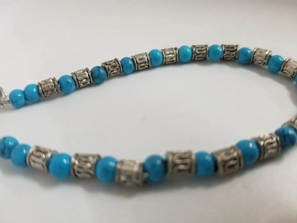 Blue Bead Charm Bracelet