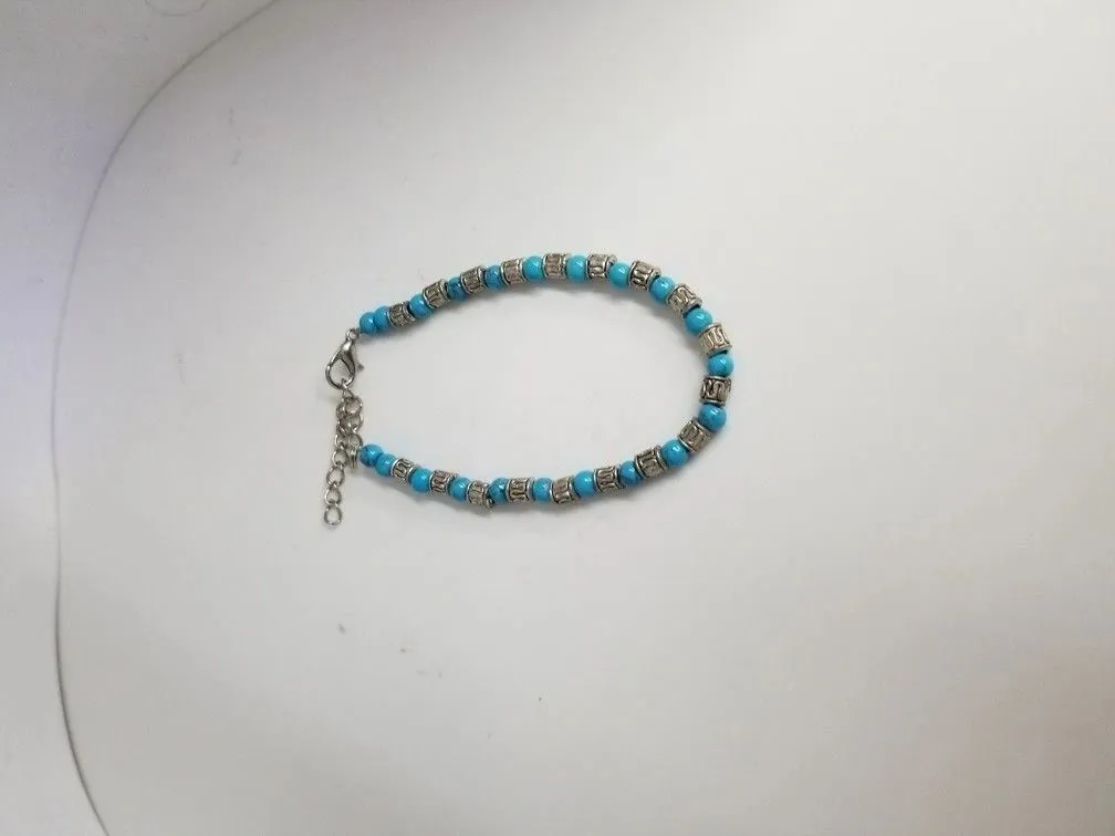 Blue Bead Charm Bracelet