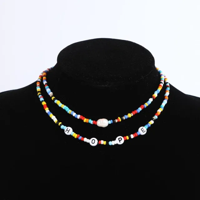 Bohemia handmade rainbow beads candy shell personality multi-layer satellite Necklace women's fashion jewelry necklace