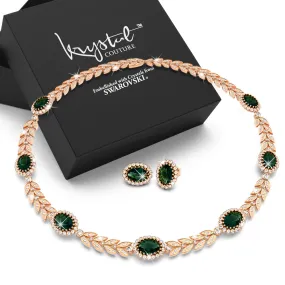 Boxed Georgina Necklace and Earrings Set Emerald Embellished with SWAROVSKI crystals