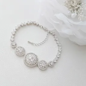 Bridal Bracelet, Round Wedding Bracelet, Crystal Wedding Bracelet, Cubic Zirconia Bracelet, Halo Style, Bridal Jewelry, Adonia