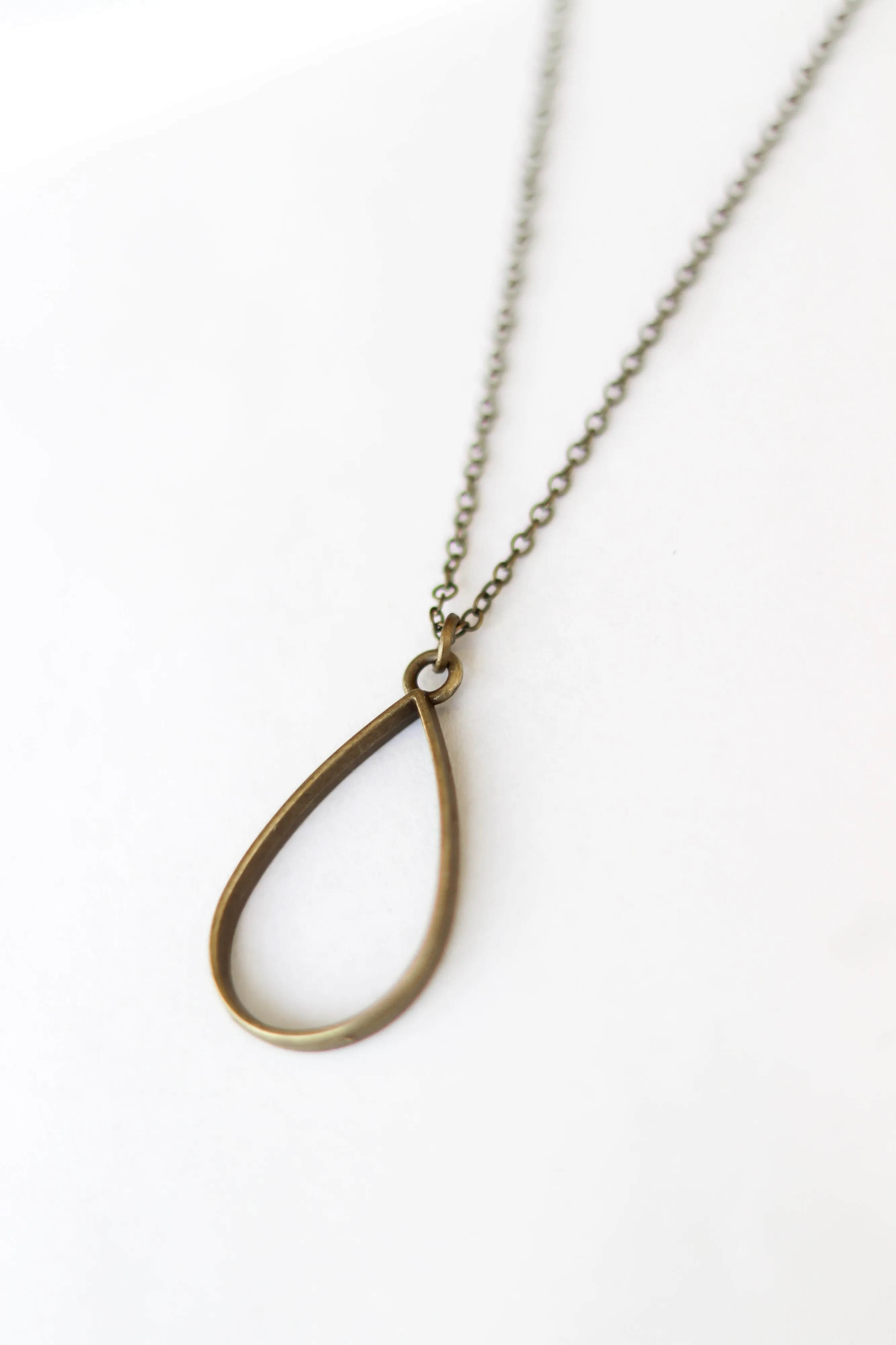 Bronze tear shape necklace for men, chain necklace