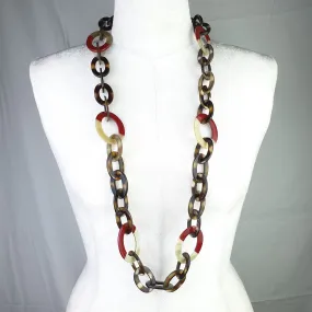 Buffalo Horn and Lacquer Necklace. Long Chain J18069