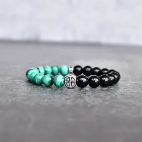 Celtic Protection - Malachite and Onyx Bead Bracelet