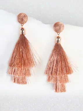 Cheap Metallic Tassel Earrings ROSE GOLD