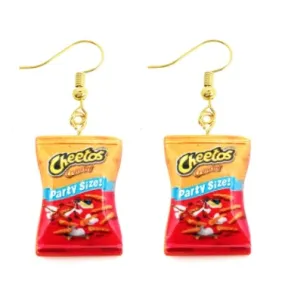 Cheetos Chips Dangle Earrings | Realistic Bag of Cheetos Earrings