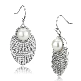 CJ330 Wholesale Women's Stainless Steel Synthetic White Pearl Earrings