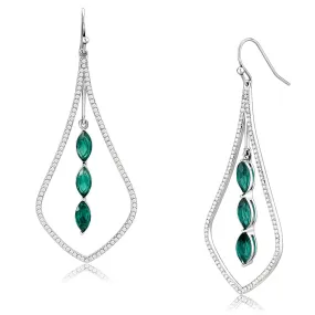 CJ376 Wholesale Women's Stainless Steel Synthetic Blue Zircon Dangle Earrings