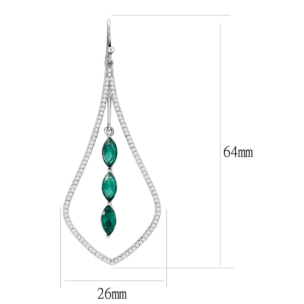 CJ376 Wholesale Women's Stainless Steel Synthetic Blue Zircon Dangle Earrings