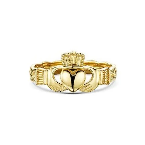 Claddagh Ring With Celtic Weave Band