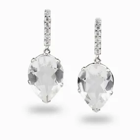 Clear Quartz & White Topaz Drop Earrings