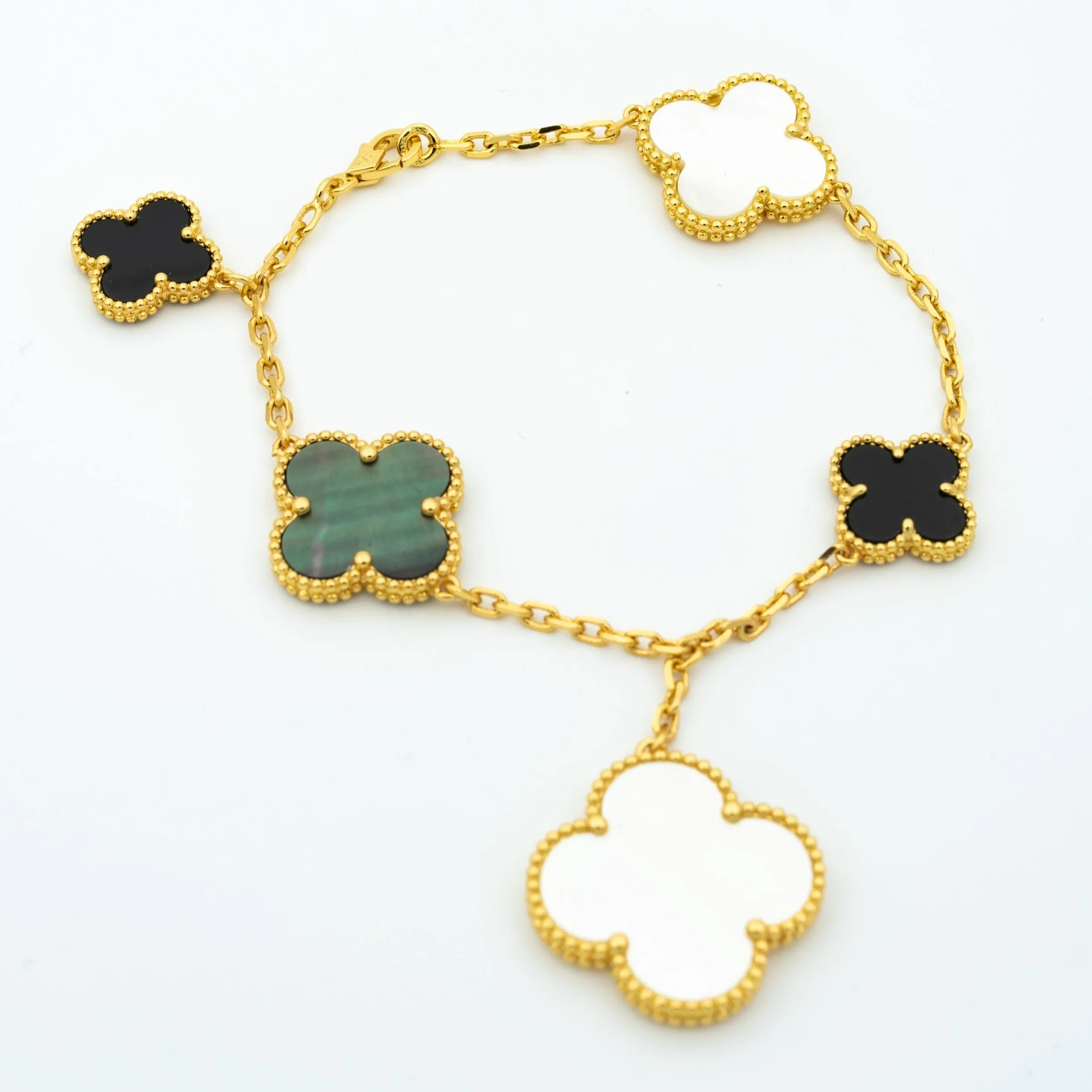 CLOVER BRACELET 5 MOTIFS ONYX MOP