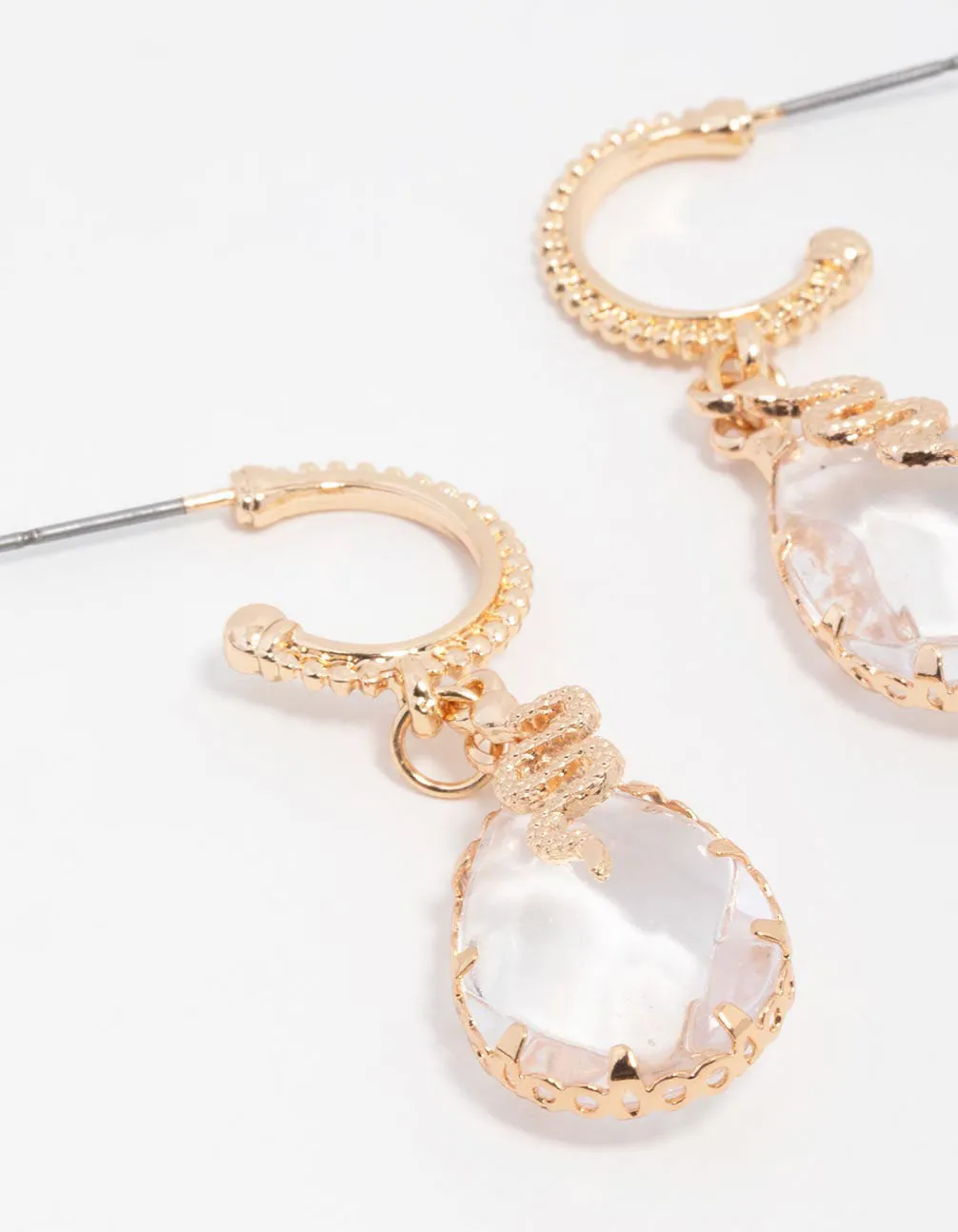 Cluster Quartz Snake Facet Hoop Earrings