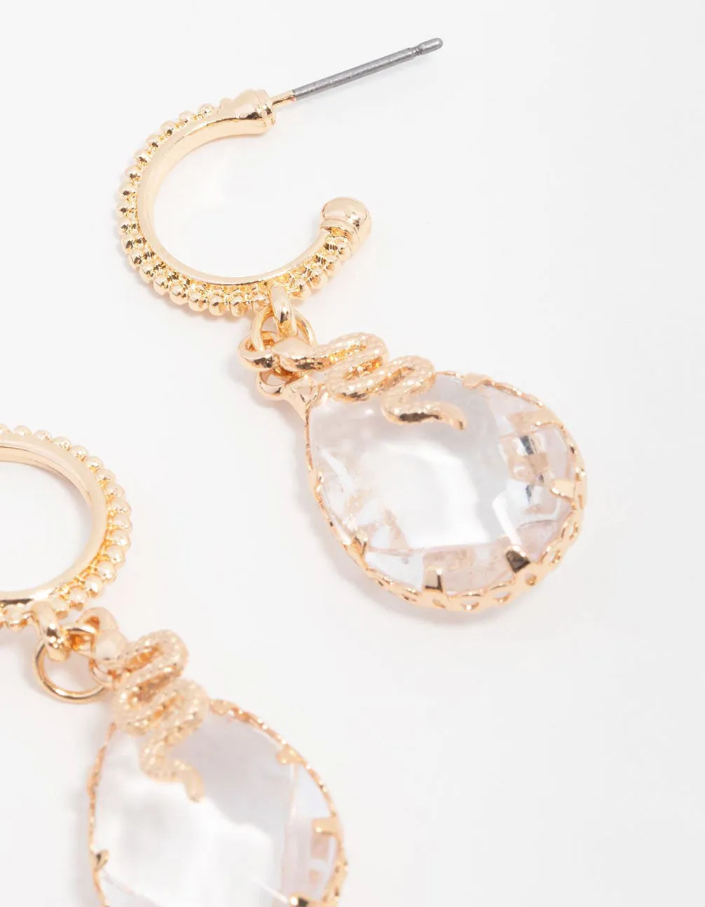 Cluster Quartz Snake Facet Hoop Earrings