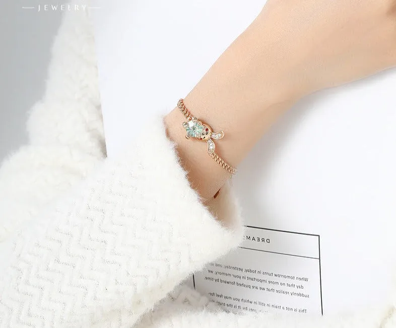 Colorful Series Rabbit Bracelet for Women Cute Rabbit Ears Playful Bracelet Fashion Light Luxury Niche Design High-end