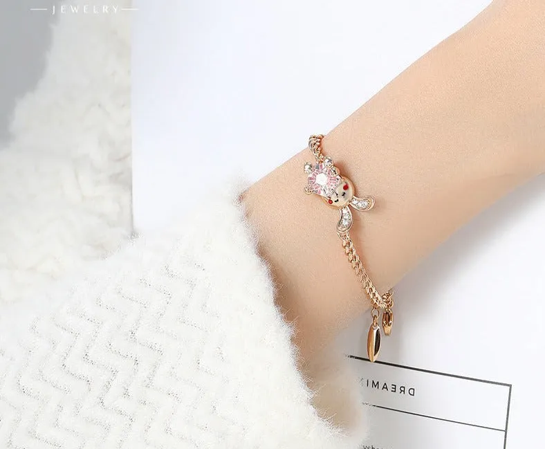 Colorful Series Rabbit Bracelet for Women Cute Rabbit Ears Playful Bracelet Fashion Light Luxury Niche Design High-end